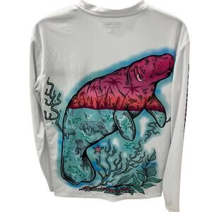 What The Fin Women's SM Chubby Mermaid Manatee Long Sleeve Swim Shirt